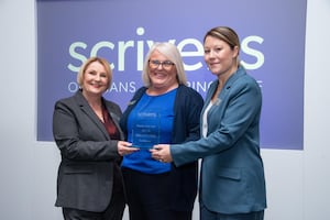 l-r Scrivens Opticians & Hearing Care's regional manager Theresa Richards, branch manager Amanda Owen and regional manager Hayley Weston