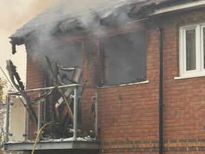 The blackened first floor of a family home