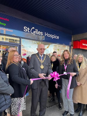 The Mayor of Walsall opening the shop on Thursday