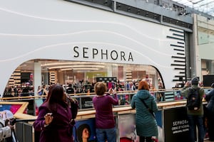 Large queues at Birmingham's Bullring shopping centre for the unveiling of a new Sephora store on November 13 2024