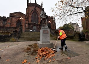 The tributes were removed from outside St Peter's Collegiate Church to make way for a Remembrance service on Sunday