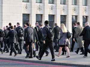 People walking on a busy street