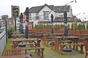 The outside area overlooks Molineux and is a popular spot on matchdays