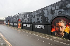 Peaky Blinders mural on Montague Street, Birmingham on January 8 2025. .  