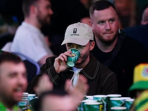 James Maddison drinks a drink at Alexandra Palace