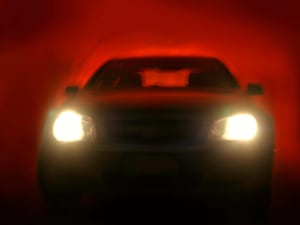 A car with bright headlights