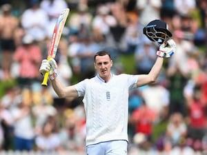 Harry Brook celebrates a century against New Zealand