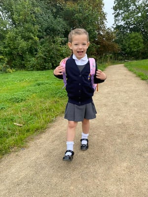 Mabel pictured when she started school in September 2023