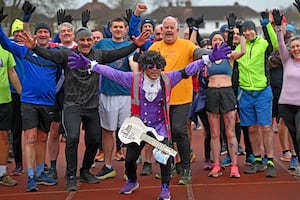  Mark Sinclair and fellow athletes at the  Dudley Park Run, Dell stadium.
He turned out on Saturday morning to support the regular event.