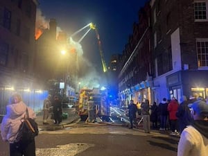 Firefighters tackling a blaze at the Chiltern Firehouse in central London