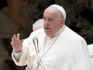 Pope Francis delivering his blessing at the Vatican on Saturday