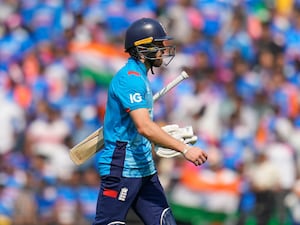 Phil Salt walks off the field after his dismissal