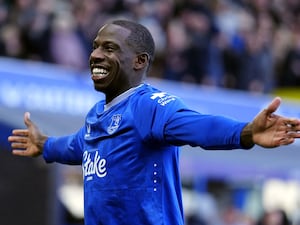 Abdoulaye Doucoure celebrates scoring the opening goal