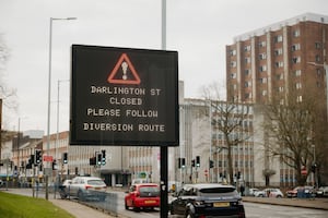 Signs across the city centre are informing motorists of the road closure