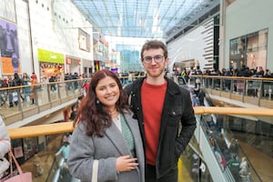 Gabriela De Carvalho and her partner Alex at Birmingham's Bullring shopping centre for the unveiling of a new Sephora store on November 13 2024