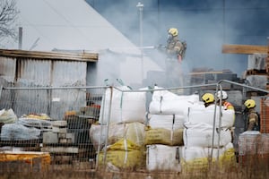 Fire crews working at the scene on New Year's Day