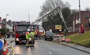 Scenes from the aftermath of the serious fire involving units on Hayes Lane, Lye, Stourbridge.