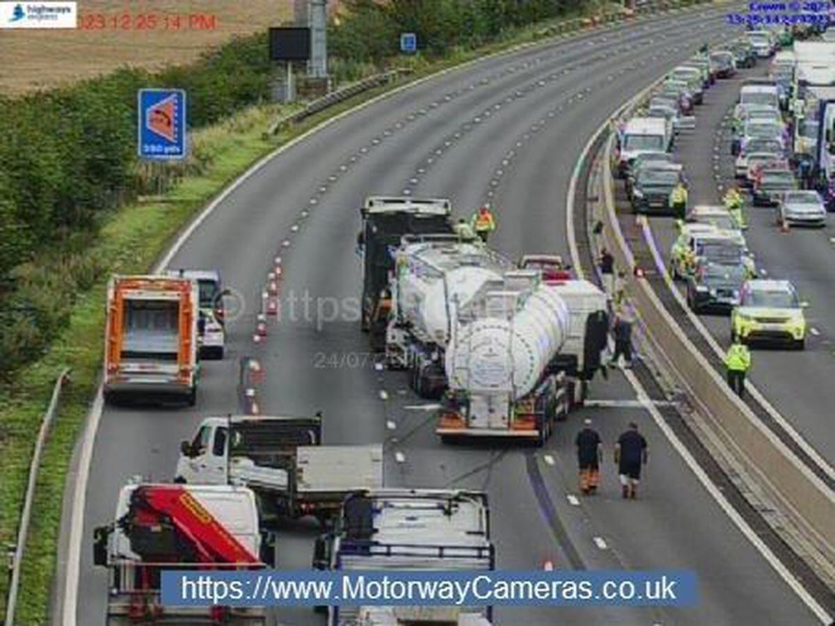 Crash involving three lorries on M6 leads to huge queues in both ...