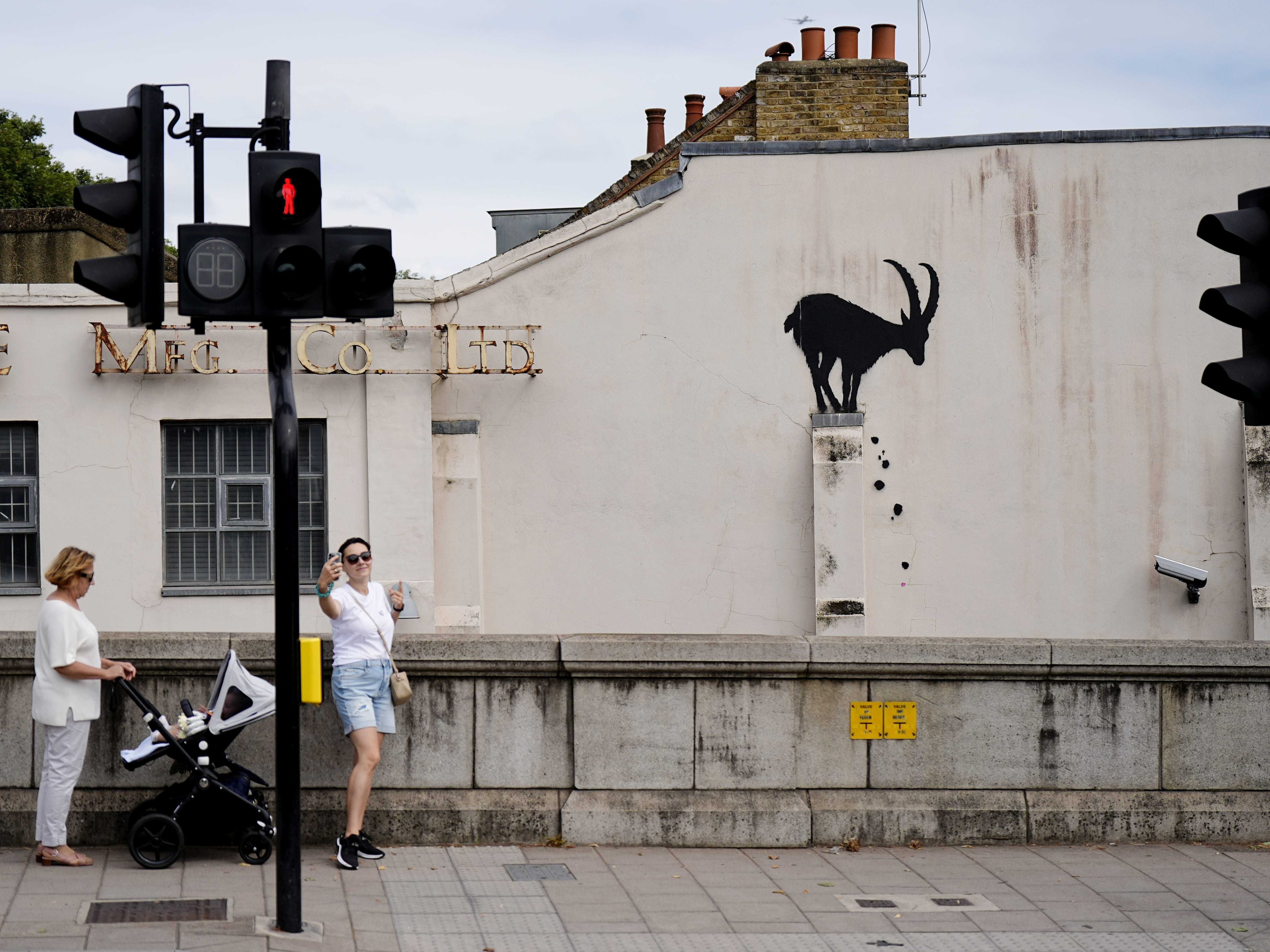 Banksy reveals new London artwork of goat perched on a wall