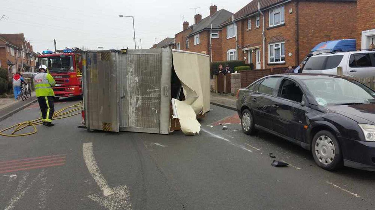 IN PICTURES: Overturned van blocks Darlaston road | Express & Star