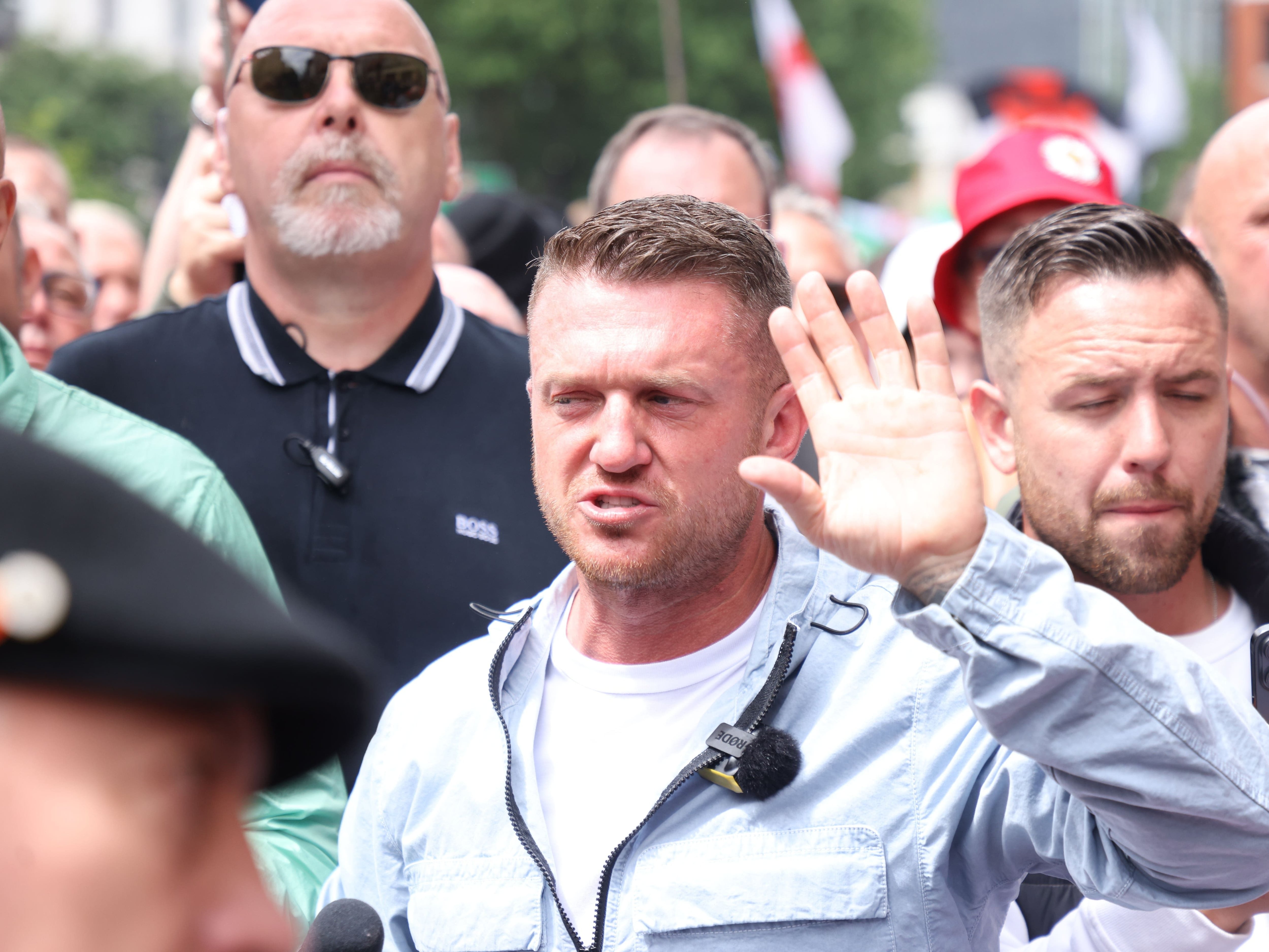 Crowds gather in central London for protest led by Tommy Robinson