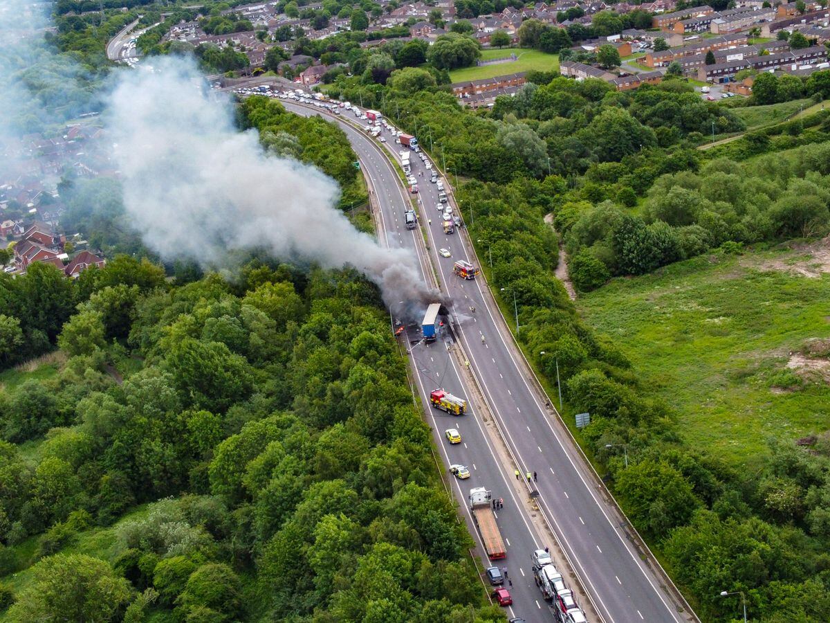 Explosions heard as lorry catches fire in A5 crash Express Star