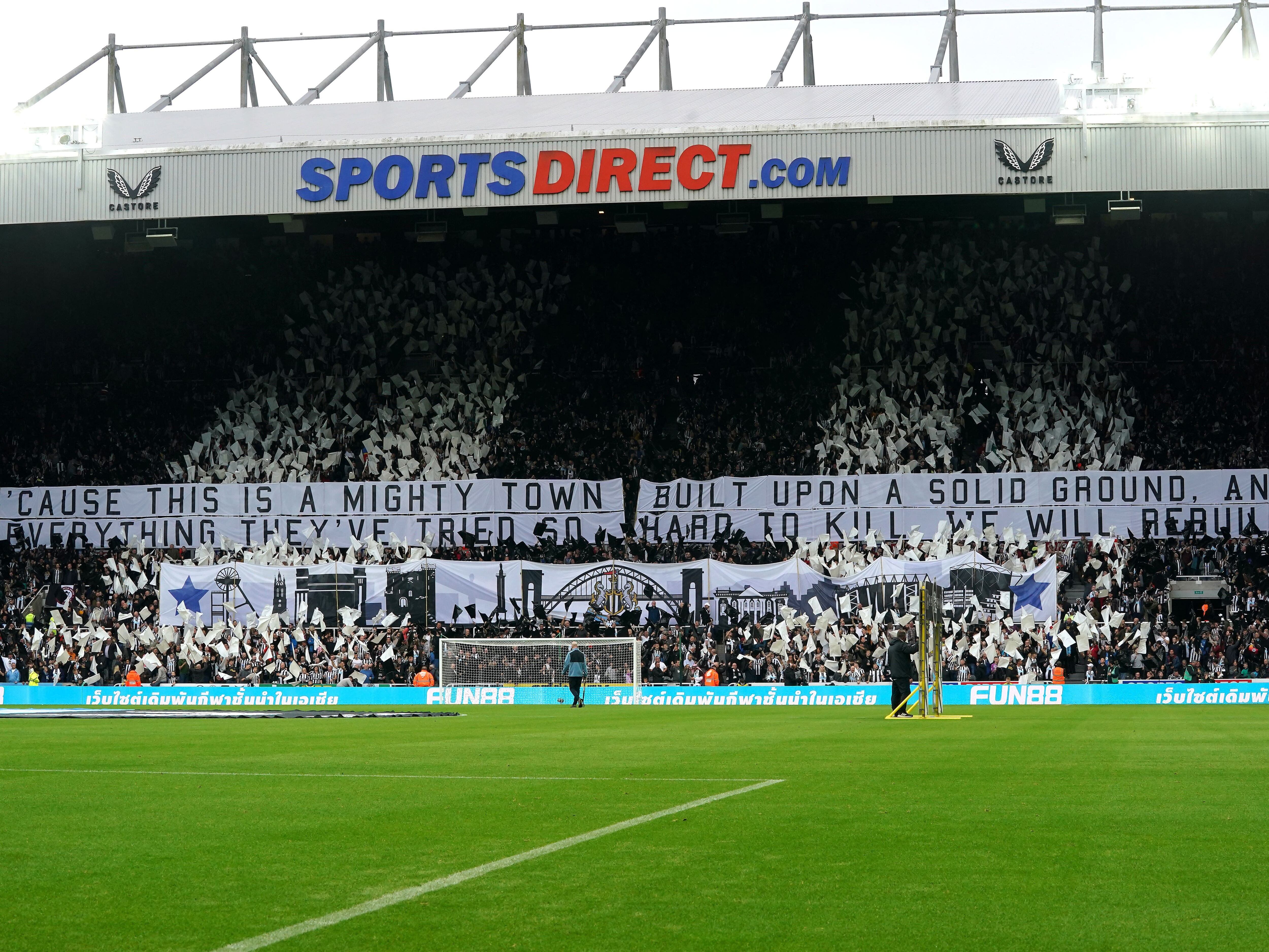 Newcastle begin removing Sports Direct branding from St James’ Park