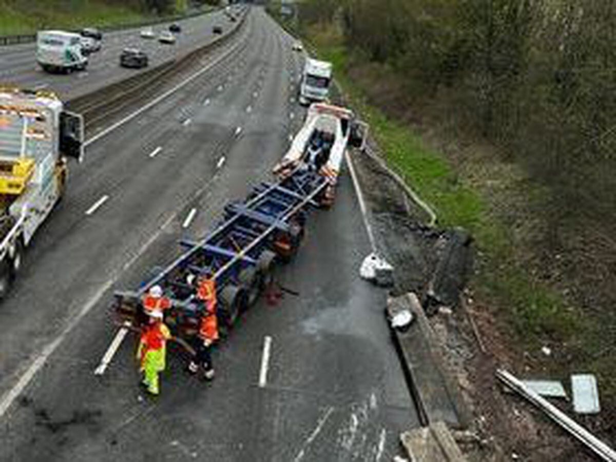 Northbound M6 shut overnight for works after lorry jackknifes and