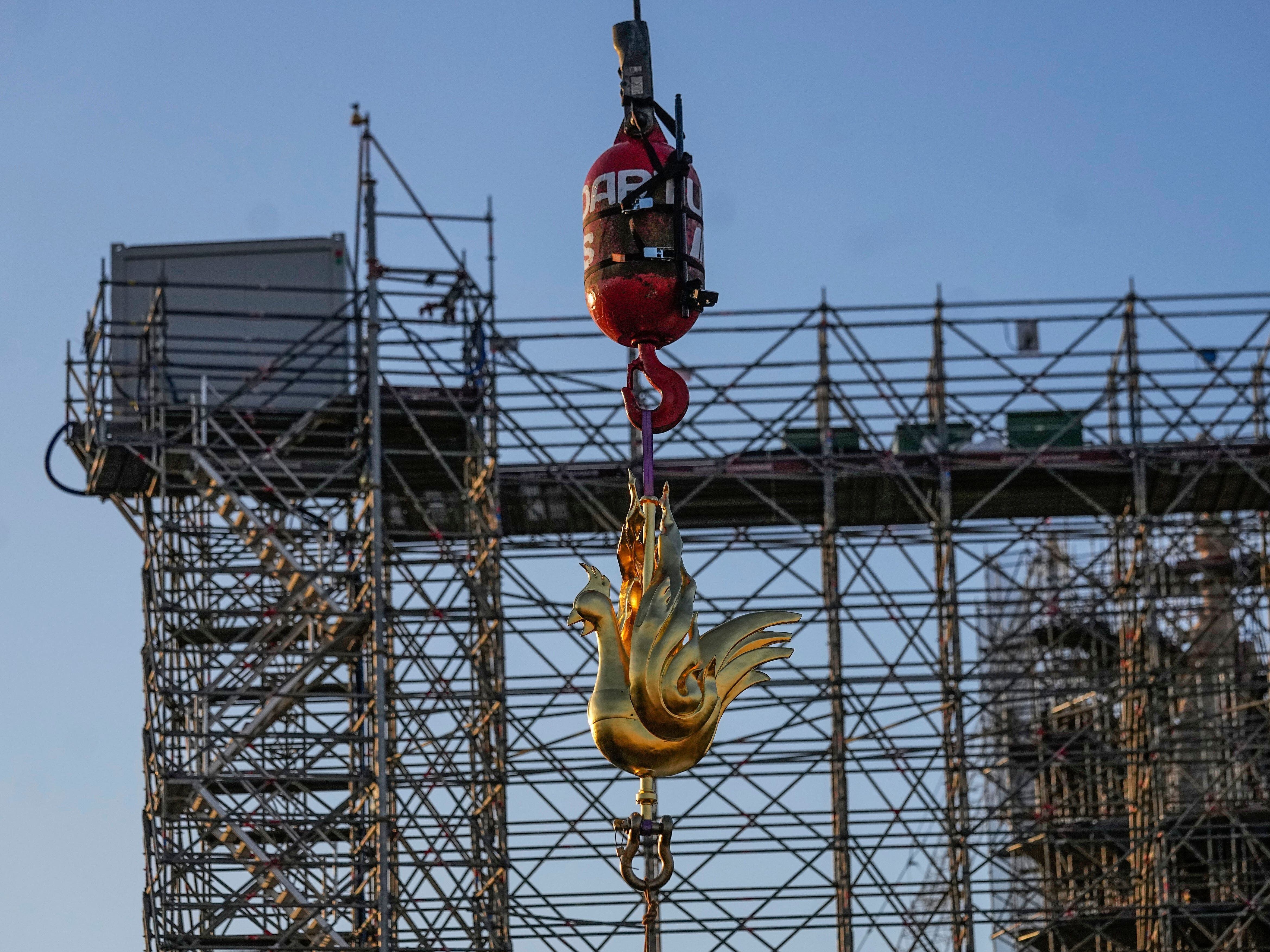 Notre Dame Cathedral’s new rooster installed on landmark’s spire